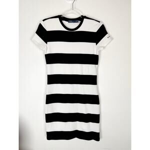 Polo RALPH LAUREN Tee Dress Wide Stripe Black White T-shirt Dress S